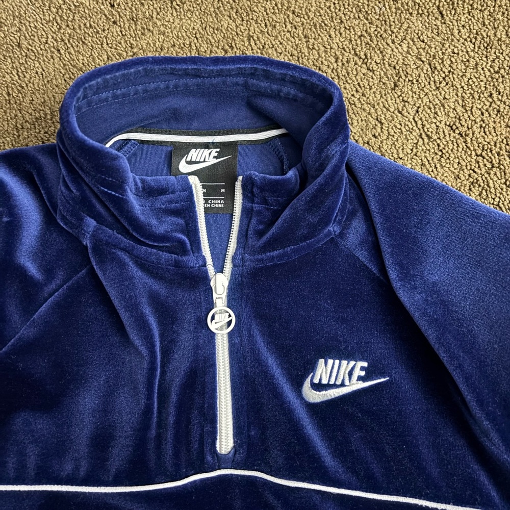 Nike Blue Velour Half-Zip Pullover